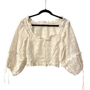 For Love & Lemons Eyelet Lace White Top Small Victorian Romantic Boho Feminine